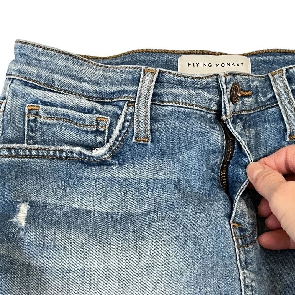 Flying Monkey Denim Skirt with Frayed Hem Size Waist 25 / 0